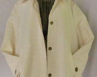 Womens Size M Light Weight Coat Off White sz 8 women Big Antiqued Brass Button Light Jacket Women sz M Designer Jacket Spring Jacket