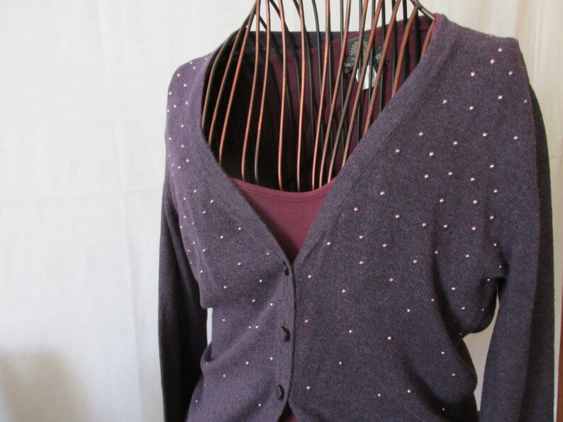 Purple Studded Lightweight Cardigan Sweater Purple Cardigan Petite Sz S Sweater Spring Sweater Trending Items Purple Sweater sz Small