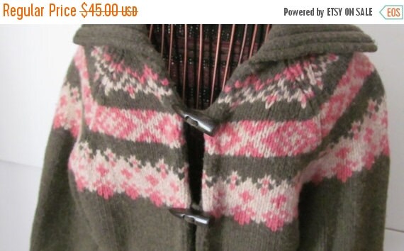 Bohemian Earth Child Toggle Button Sweater Forest