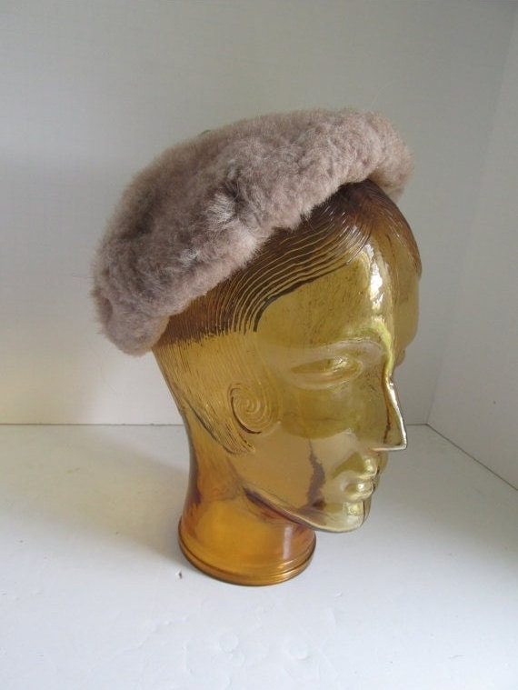 vintage 1940s cream turban rabbit fur hat jeweled 40s fashion avant garde diva 1940s Fur Hat - Etsy main image 3