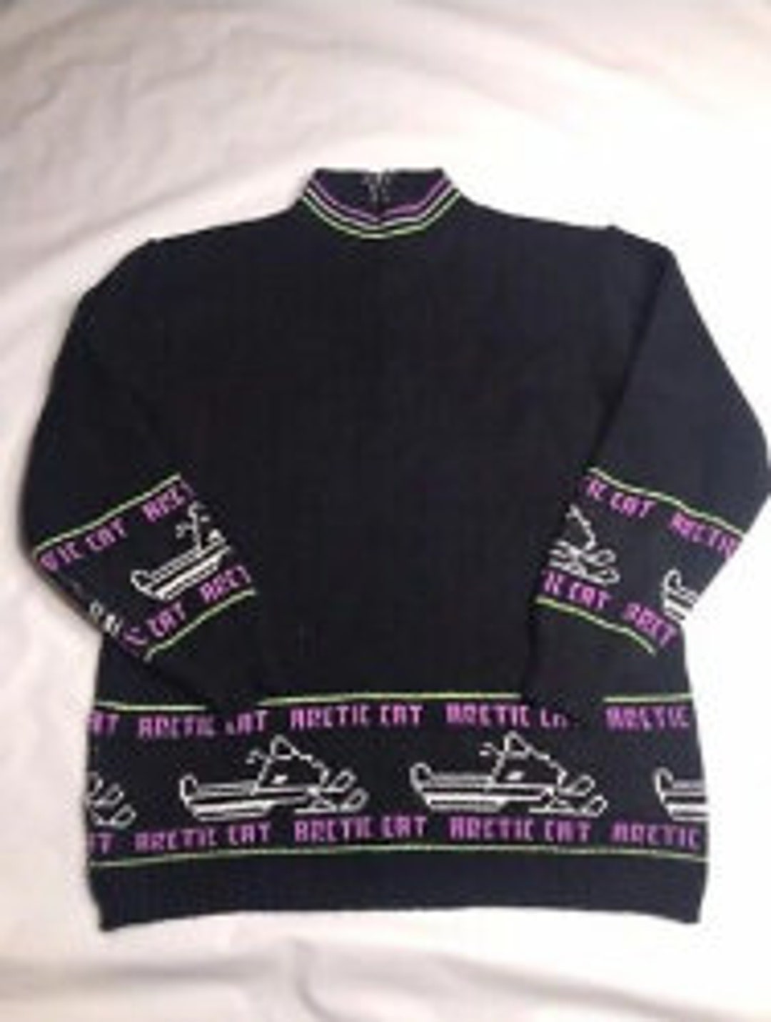 60's 70s Vintage Arctic Cat Sweater Green Arctic Cat Snowmobile