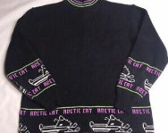 60's 70s Vintage Arctic Cat Sweater Green Arctic Cat Snowmobile Clothing Purple Arctic Cat Arcticwear Vintage Arctic Cat Clothing Adult Sz M