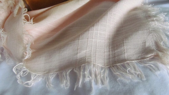 Peach Linen Scarf Ships Free Vintage Scarf Square… - image 3