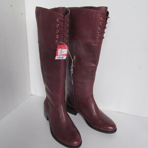 NWT Leather Riding Boots sz 5 New with Tag Leather Boots Burgundy Leather Boots 1990's Boots NOS Vintage Leather Boots size 5 M womens boots image 2