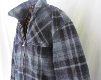 Warm Blue Plaid Jacket Wool Insulated Parka LEE Plaid Wool Jacket Unisex SZ L Xl mens Sz 2 Xl Womens Wool Plaid jacket Fall Jacket