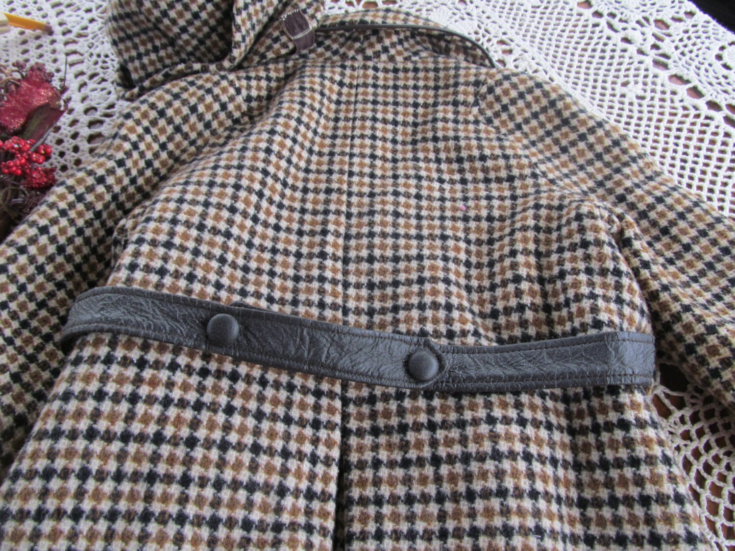 Darling Antique Childrens 2 Pc Wool Plaid Jacket & Wool Plaid Hat Childrens Toddler Wool Jacket