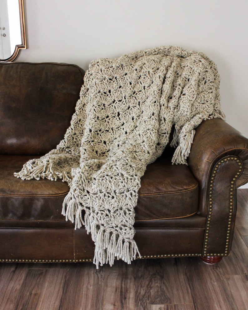 CROCHET PATTERN & TUTORIAL The Eleanor Blanket Chunky Texture Throw Blanket / Afghan Instructions for Different Sizes image 6