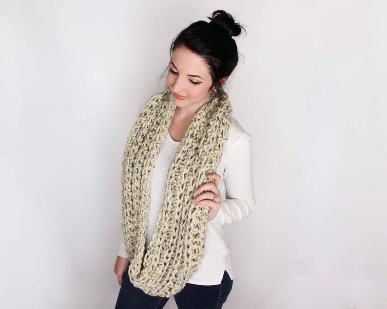 CROCHET PATTERN & TUTORIAL The Caulfield Infinity Scarf Chunky Texture Step by Step Photo Tutorials Included image 5