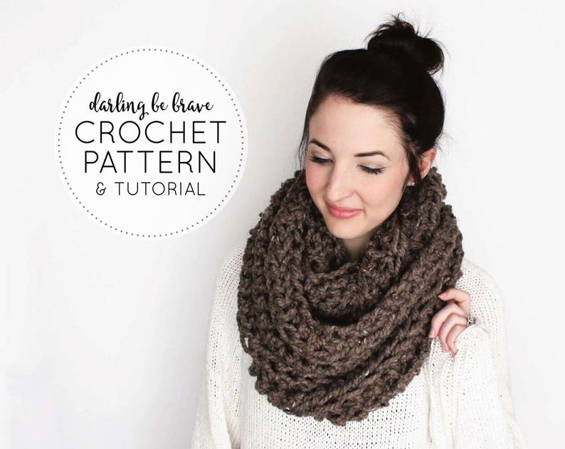CROCHET PATTERN & TUTORIAL The Caulfield Infinity Scarf Chunky Texture Step by Step Photo Tutorials Included image 1