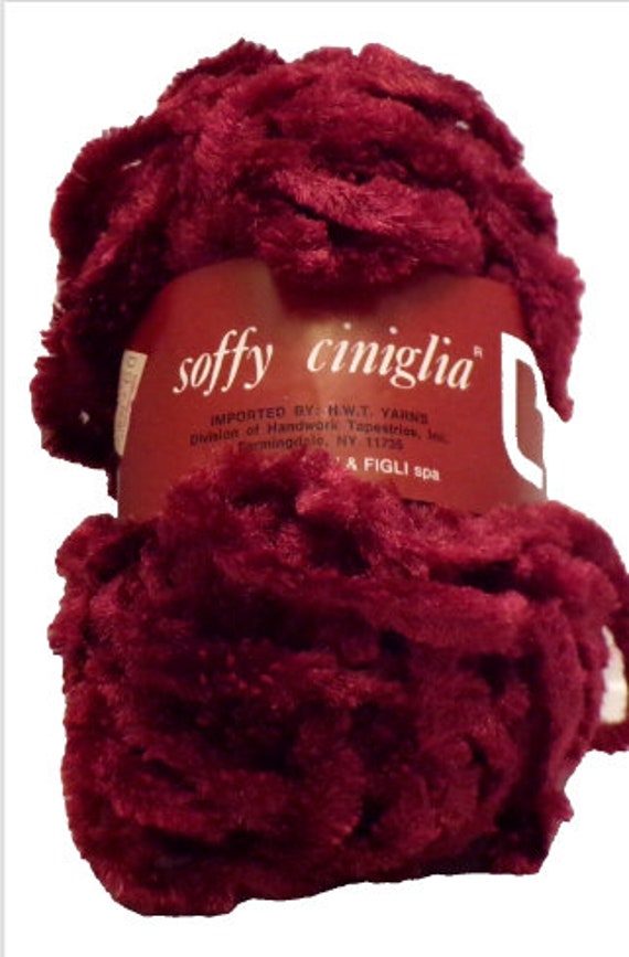 Luigi Boldrini  'Soffy Ciniglia' Chenille Burgundy; Lot of 2 Full Skeins
