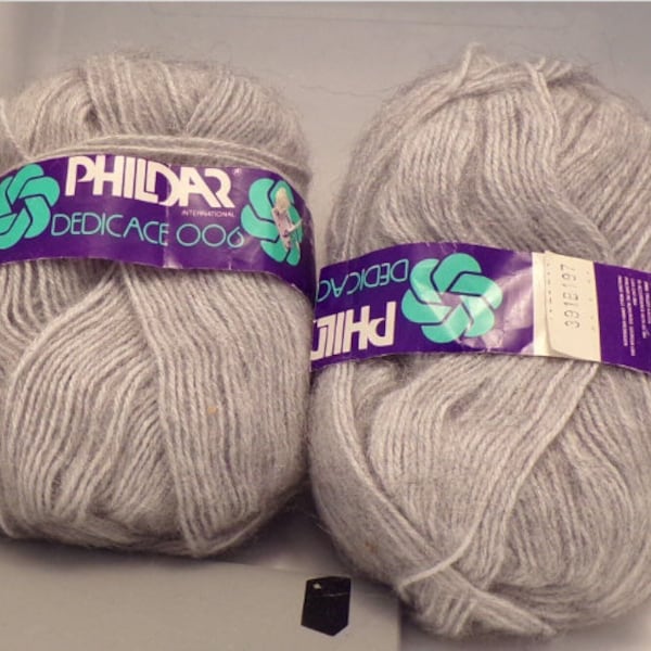 Phildar 'Dedicace 006'; Acrylic, Mohair; Made in France; Gray; Lot of 2