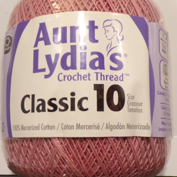 Aunt Lydias 'Classic 10'; Crochet Thread Size 10; Dusty Rose; 1 Full Ball