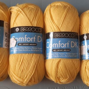 Berroco Comfort DK Yarn; Yellow; Lot of 4 New Skeins