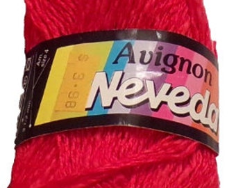 May include: A ball of bright red yarn with the label "Avignon Neveda 88-3-69" on it.