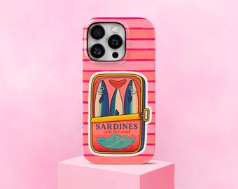 Funny Sardine Phone Case Vintage Can TOUGH Cover for iPhone 17 Pro Max, 16e, 15, 14, 13 & Samsung S26 Ultra, S25 FE, Pixel 10, 9A