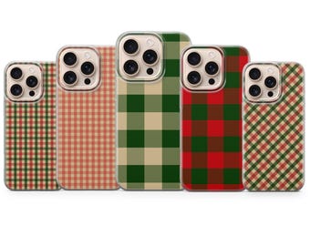 Étui pour téléphone à motif tartan pour iPhone 17 Pro Max, 16e, 15, 14, 13 et Samsung S25 Ultra, S24 FE, A56, A16, Pixel 10 XL, 9a, 8, 7