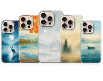 Watercolor Art Phone Case Scenic Cover for iPhone 17 Pro Max, 16e, 15, 14, 13 & Samsung S25 Ultra, S24 FE, A56, A16, Pixel 10 XL, 9a, 8, 7