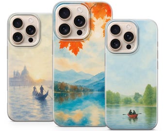Watercolor Scene Phone Case Art Cover for iPhone 17 Pro Max, 16e, 15, 14, 13 & Samsung S25 Ultra, S24 FE, A56, A16, Pixel 10 XL, 9a, 8, 7