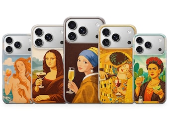 Funny Art Phone Case Cocktails Prosecco Tequila Cover for iPhone 17 Pro Max, 16e, 15, 14, 13 & Samsung S25 Ultra, S24 FE, A56, A16, Pixel