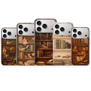 Book Lover Phone Case Literary Bookshelf Decoden Cover for iPhone 17 Pro Max, 16e, 15, 14, 13 & Samsung S25 Ultra, S24 FE, A56, A16, Pixel