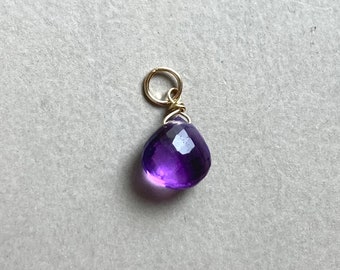 14KARAT GOLD AMETHYST Pendant, delicate Amethyst 14K necklace, Real Gold Pendant, violet gemstone pendant, real Gold Necklace with Amethyst