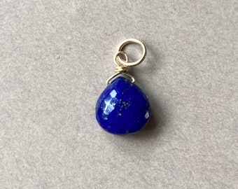 Pendentif 14 KARAT LAPIS LAZULI, chaîne or 585, pendentif pierre précieuse véritable bleu, or véritable, cadeau bijoux, fait main, pièce unique