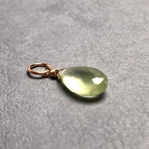 14 Karat Gold Pendant Prehnite, delicate Prehnite 14 K necklace, ilkajewels, Real Gold Pendant Aquamarine, Prehnite pendant Drop, Droplet