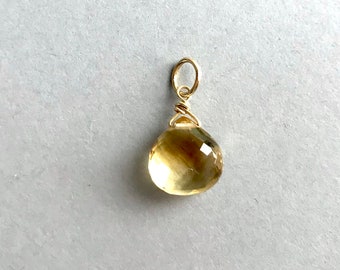 PENDENTIF CITRINE 14 CARAT, collier citrine 585 or, pendentif pierre précieuse jaune, pendentif bijoux en or délicat, pendentif en or véritable, cadeau bijoux