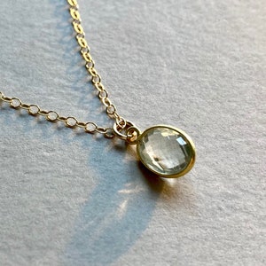 GREEN AMETHYST NECKLACE for her, Prasiolite Pendant, green gemstone pendant, Christmas Gift for her, oval Vermeil stone pendant, Gold filled