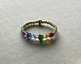 STACKING RING OPAL, Rose Gold filled ring Opal, Opal Gold filled Ring, beaded ring Opal, delicate Gold filled Ring, Gift for her Valentines