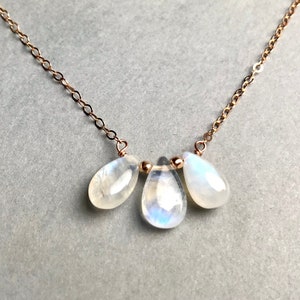 RAINBOW MOONSTONE NECKLACE, Gold filled, Rose Gold filled, Silver, for her, gift for her, Boho Summer jewelry, handmade in Hamburg,