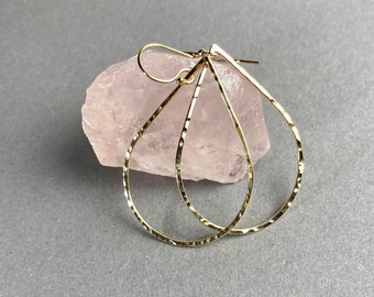 TEARDROP Large Droplet Shape Earrings, Large Hanging Earrings,Rose Gold filled Drop Earrings, Gold filled Drop Earrings