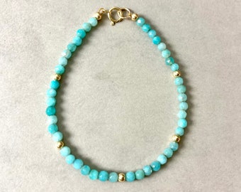 AMAZONITE BRACELET, Gold filled Bracelet, real gemstone bracelet, Boho Summer bracelet, Gold filled, Gift for her, friendship bracelet