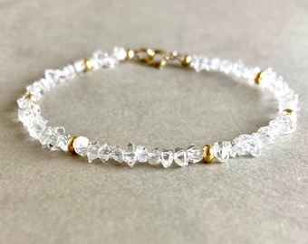 HERKIMER DIAMOND BRACELET, Gold filled Bracelet,precious stone bracelet,Quartz Crystal double termintated,Healing crystal gemstone bracelet