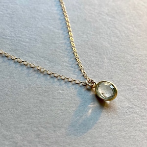 GREEN AMETHYST NECKLACE for her, Prasiolite Pendant, green gemstone pendant, Christmas Gift for her, oval Vermeil stone pendant, Gold filled