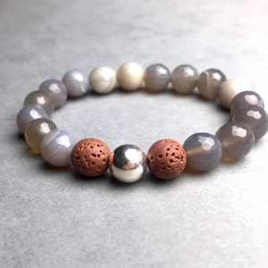 Agat diffusorarmband | Handgjort stretcharmband | Smycken med eteriska oljor | Lavapärlor | Aromaterapiarmband | Doftarmband