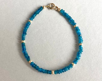 PULSERA APATITA, pulsera con cuentas de apatita, regalo de joyería para ella, piedra preciosa turquesa, regalo para su cumpleaños, cuentas de apatita, ÚNICO