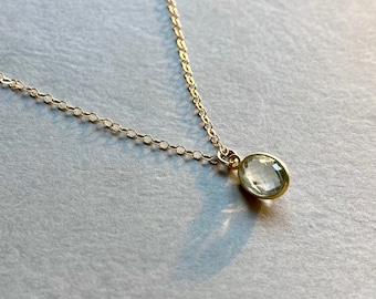 GREEN AMETHYST NECKLACE for her, Prasiolite Pendant, green gemstone pendant, Christmas Gift for her, oval Vermeil stone pendant, Gold filled
