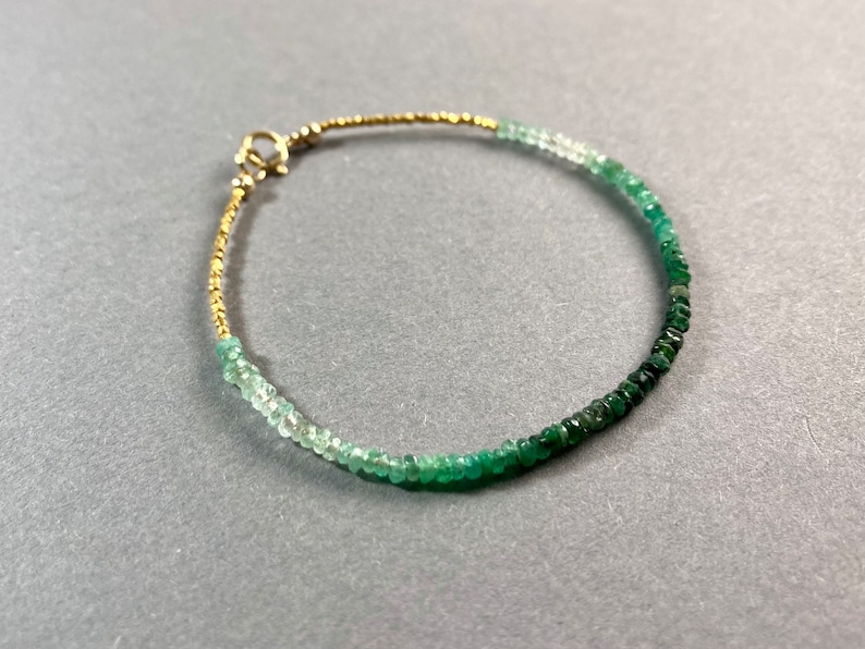 EMERALD BRACELET 14K Gold filled, green gemstone bracelet, special Gift for her, Gold filled, goldplated Silver, Vermeil, Boho Summer image 5