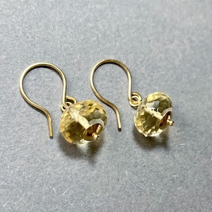 CITRINE EARRINGS 14K GOLD, Real Gold, Citrine gemstone beads, handmade unique, Boho summer earrings, for her, pendant in 14 carat gold