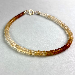 CITRINE BRACELET GOLD filled, real gemstone bracelet, delicate bracelet for her, romantic Gift for her, Christmas present, yellow gemstone image 2