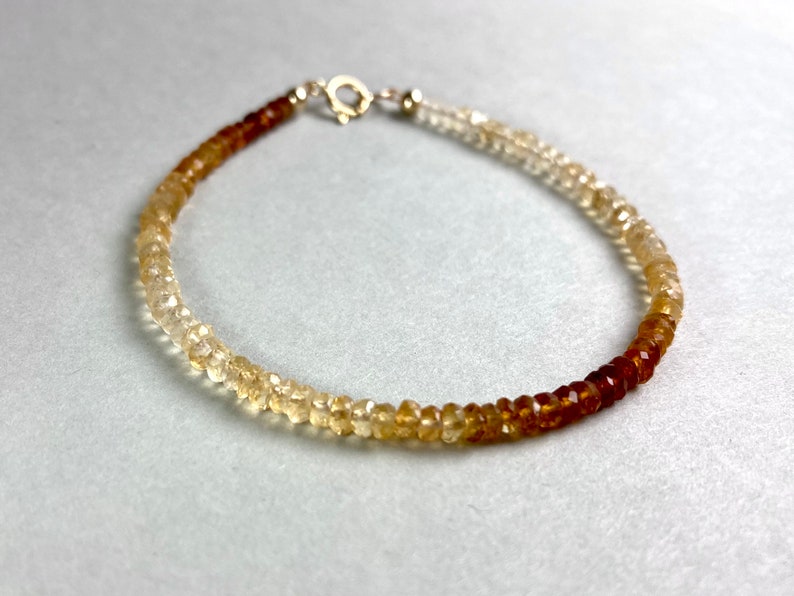 CITRINE BRACELET GOLD filled, real gemstone bracelet, delicate bracelet for her, romantic Gift for her, Christmas present, yellow gemstone image 2