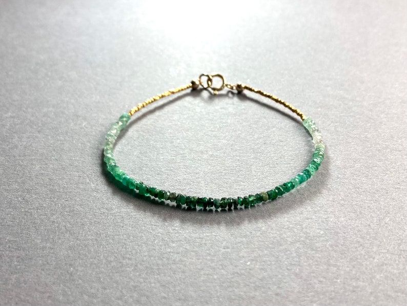 EMERALD BRACELET 14K Gold filled, green gemstone bracelet, special Gift for her, Gold filled, goldplated Silver, Vermeil, Boho Summer image 2