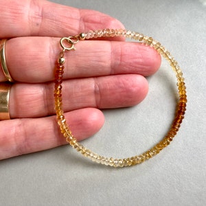 CITRINE BRACELET GOLD filled, real gemstone bracelet, delicate bracelet for her, romantic Gift for her, Christmas present, yellow gemstone image 9