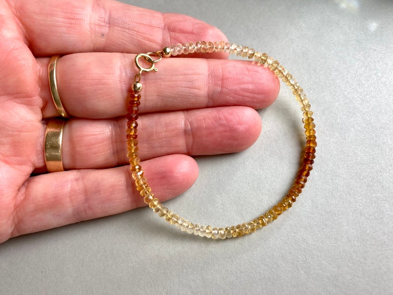CITRINE BRACELET GOLD filled, real gemstone bracelet, delicate bracelet for her, romantic Gift for her, Christmas present, yellow gemstone image 9