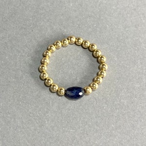 STACKING RING SAPPHIRE, 14K Gold filled Ring, blue Sapphire, beaded ring, Boho Summer Ring, Gift for her, genuine Gemstone Ring handmade image 3