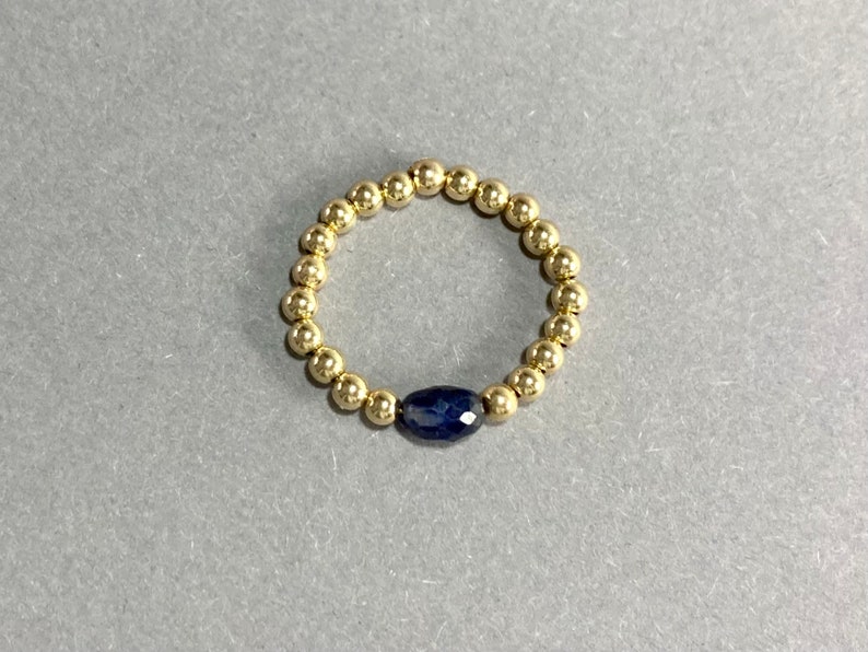 STACKING RING SAPPHIRE, 14K Gold filled Ring, blue Sapphire, beaded ring, Boho Summer Ring, Gift for her, genuine Gemstone Ring handmade image 3