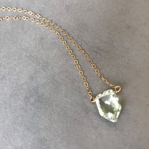 PRASIOLITE NECKLACE PENTAGON Shape, gift for girlfriend, green Gemstone necklace, Christmas gift for her, Green Amethyst Necklace image 3