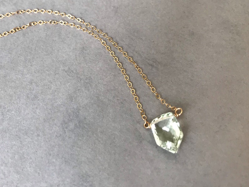 PRASIOLITE NECKLACE PENTAGON Shape, gift for girlfriend, green Gemstone necklace, Christmas gift for her, Green Amethyst Necklace image 3