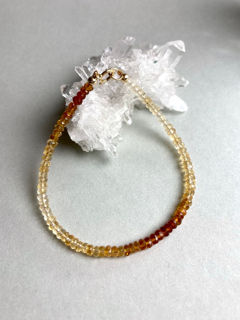 CITRINE BRACELET GOLD filled, real gemstone bracelet, delicate bracelet for her, romantic Gift for her, Christmas present, yellow gemstone image 6